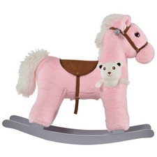 HOMCOM Kids Plush Ride-On Rocking Horse with Plush Toy Sound Handle Grip