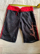 Hurley Board Shorts Boys Youth Size 14 Black Surf Beach Swim, Pocket.