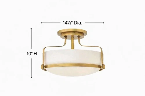 Modern Gold Flush Mount Ceiling Light | 14 InWhite Glass Shade Mid Century Style - Picture 5 of 6