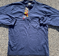 Vintage Disney Winnie the Pooh 90s Embroidered Henley Shirt Size Large Navy Blue