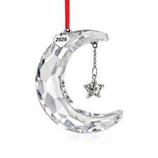 H D Christmas Moon Ornament 2026 Crystal Suncatcher for Holiday Decor