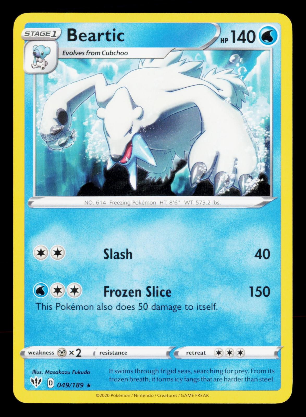 Beartic 049/189 Rare Darkness Ablaze Pokemon Near Mint