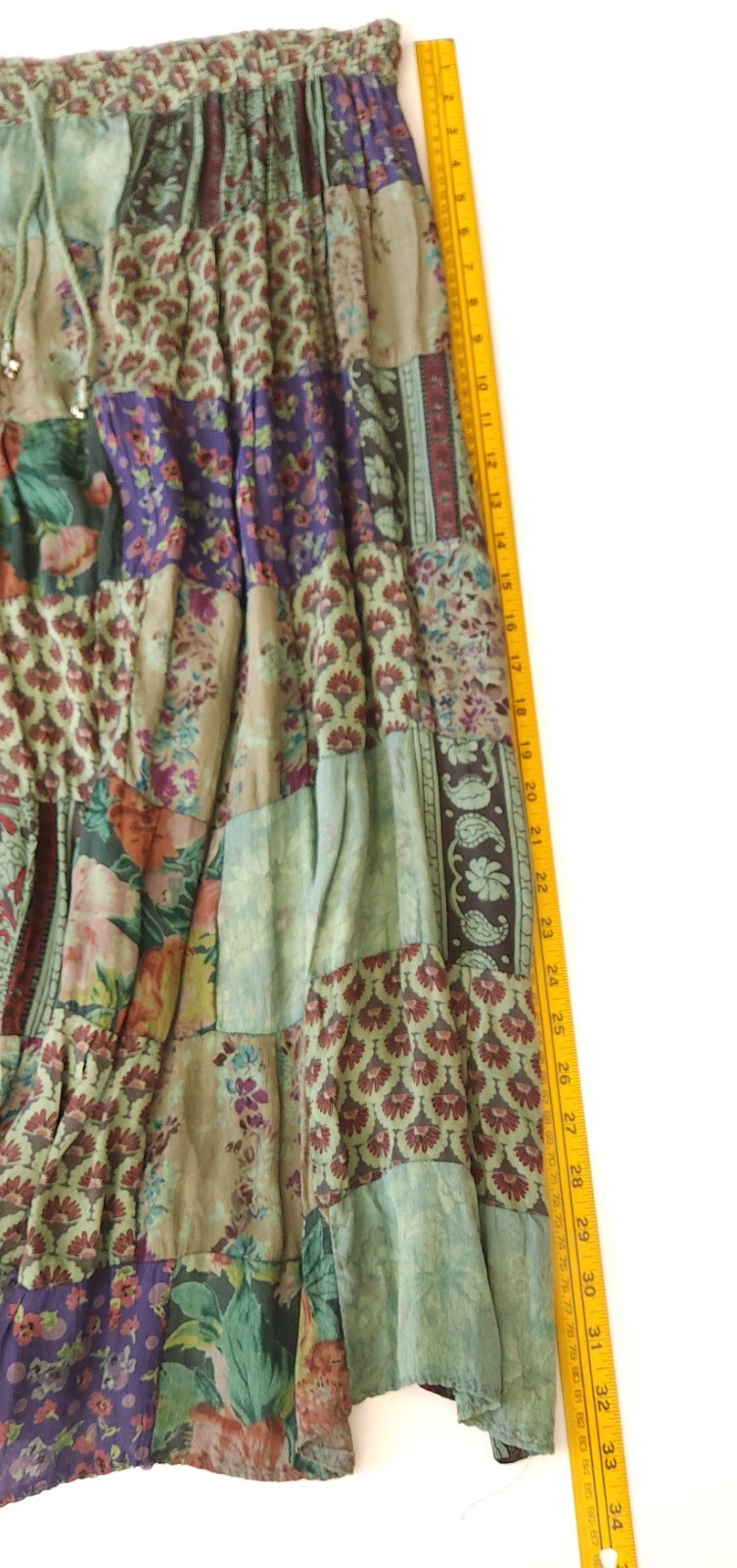 Sacred Threads Tiered Boho Patchwork Green Floral… - image 6