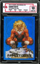 2024 Marvel Masterpieces Platinum 1992 BLUE TRAXX HOLO #78 Sabretooth CG 10 GEM