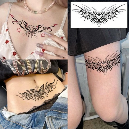 8 Sheets Tramp Stamp Waist Tattoos Lotus Butterfly Temporary Tattoos For image 4