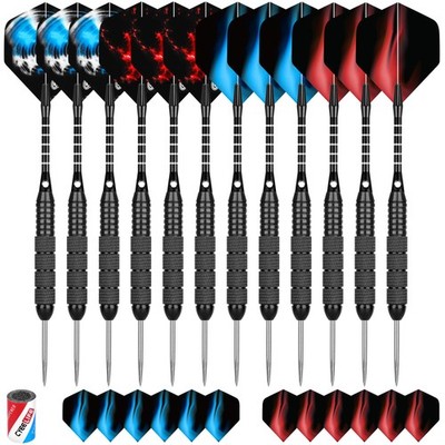 CyeeLife 12er Pack Steel Tip Darts, Profi Metall Dart Set mit 2BA, schwarz 