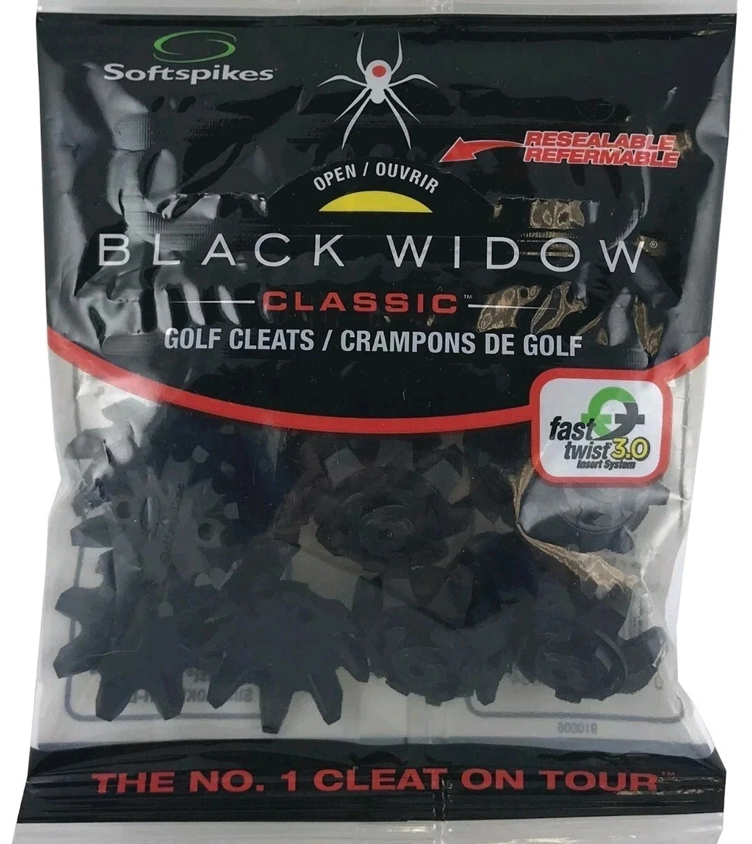 GOLF SPIKES 18 Softspikes BLACK WIDOW Fast Twist 3.0 Tour Lock Golf  Spikes