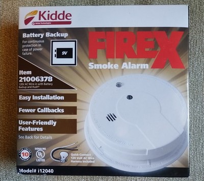Kidde i12040 120V AC Wire-In Smoke Alarm with Battery Backup and Smart Hush New