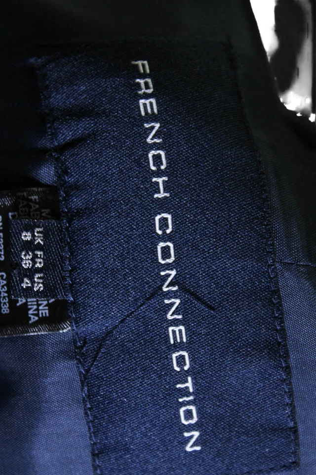 Gabardina French Connection para mujer con botones y cinturón azul marino talla 4 Foto 4 de 4
