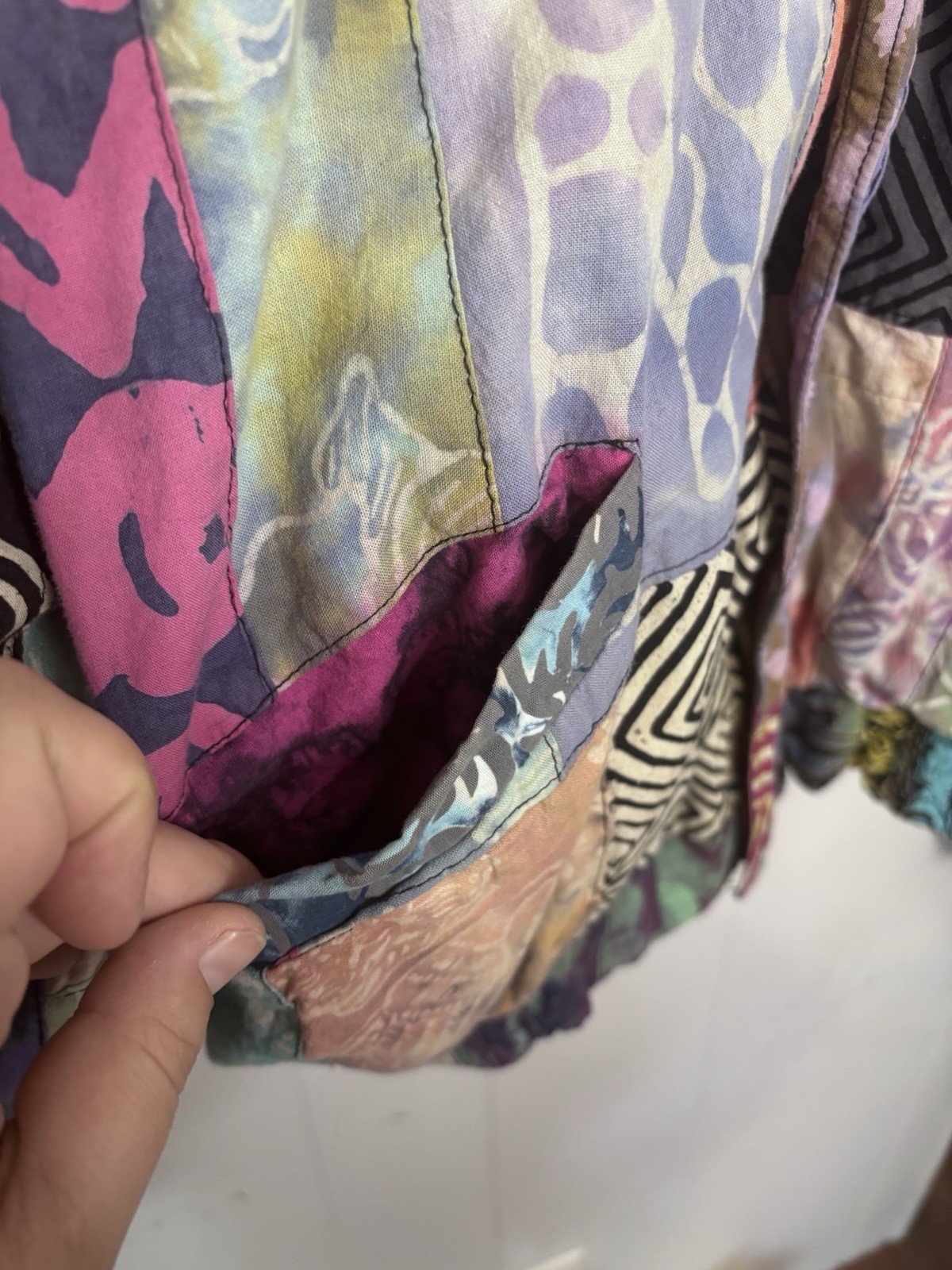 Vintage Patchwork Jacket Medium Mixed Media Boho … - image 3