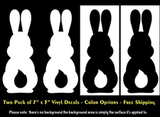 Bunny Rabbit with Tail- Two 7" Vinyl Decal Vehicles Windows - Color Options