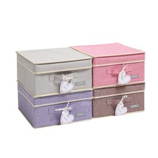 4 Pack Foldable Fabric Storage Bins with Lids, 12.4x12x6.7 in