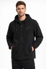 Puma Mens Polar Fleece Zip Hoodie Jacket Black Size Medium NWT 110