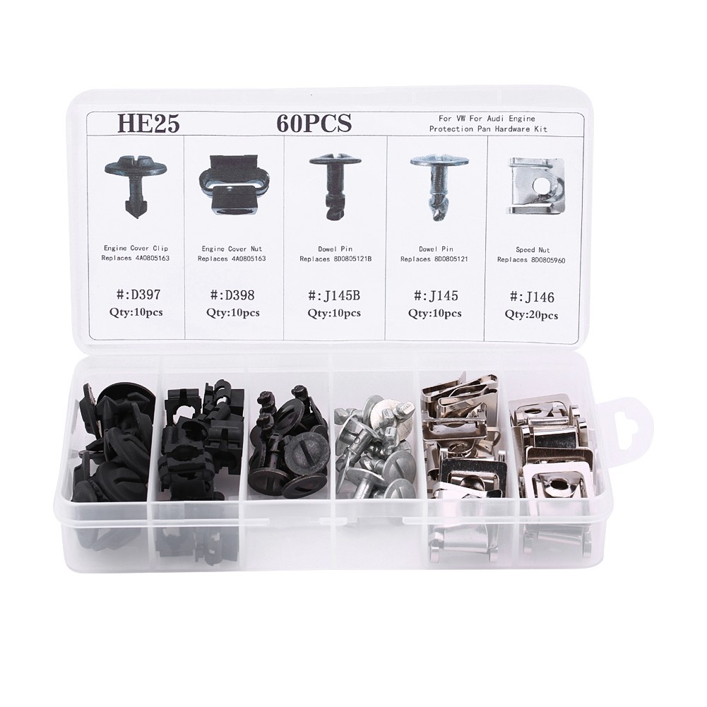Car Retainer Clips 60pcs 5 Types Car Engine Undertray Cover Bottom Shield
