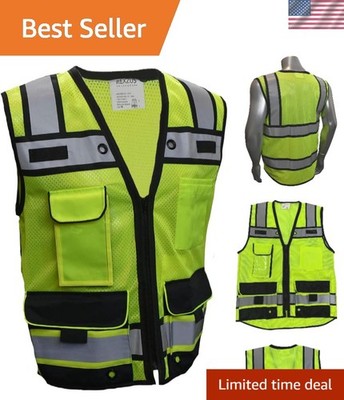 B Engineer Safety Vest, High Visibility Reflective Safety, Vest Mesh with Zip...
