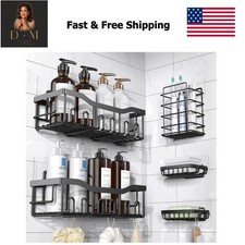 Adhesive Shower Caddy, 5 Pack Rustproof Stainless Steel Bath Organizers With ...