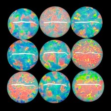 9 Pièces Opale Australienne 6mm Rond Cabochon AAA Qualité Labo Créé Gemmes Lot