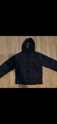 Zara Herren Steppjacke mit Kapuze Reißverschluss Schwarz Gr. M Kurz