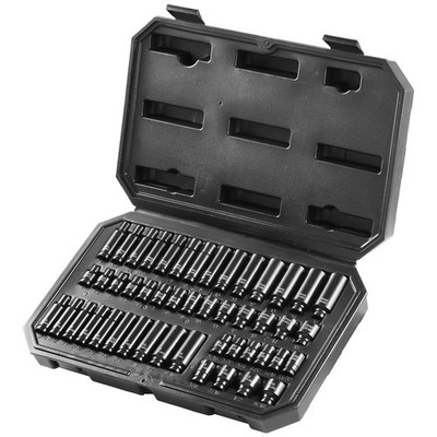 Cr-Mo Impact Socket Set 1/4'' Drive, 48pc Metric/SAE with Laser-Etched Sizes