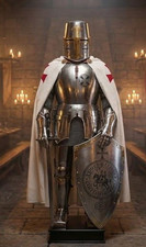 Medieval Crusader Steel Armor with Sword, Shield  Stand Full Size Knights suit
