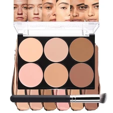 evpct 6 Colors Concealers Full Coverage Cream Contour Palette with Brush for ...