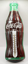 Vintage 1998 Coca Cola Metal Bottle Shaped Coke Sign - No Therm. 16.5"