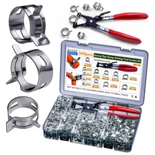 340pcs Spring Pipe Clamps, With Spring Pipe Clamp Tools, 12 Sizes 6-22mm Spri...