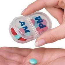Pill Organizer Pill Planner Ezy Dose 1 Day AM, PM 2 Dose, Travel, Pocket Size