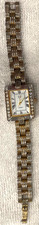 Vtg 1991 Elizabeth Taylor White Diamonds Two Tone Tank Watch Rhinestone Crystals