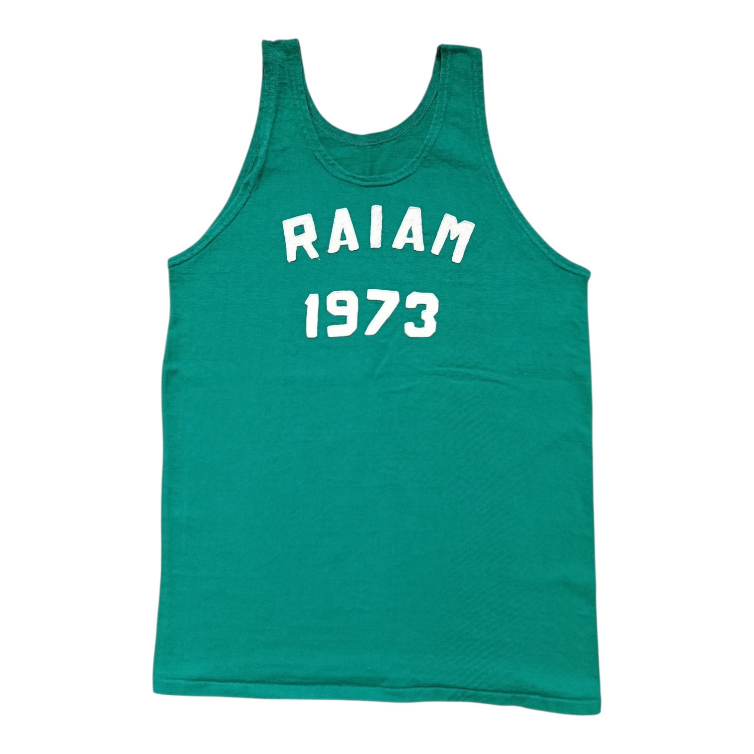 True Vintage 70s 1973 Green Cotton Sportswear Embroided Tank Top Raiam L-XL