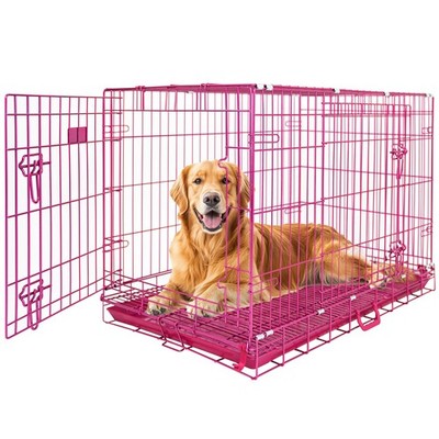 Homey Pet Pink Dog Cage Large Dogs, 42