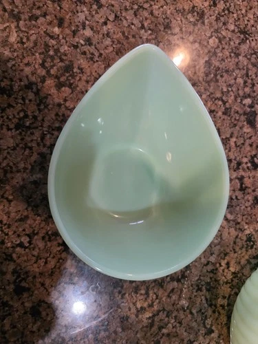Vintage Small Fire King Jadeite Swedish Modern Teardrop Mixing Bowl