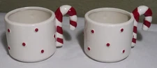NEW Transpac 2 Small Cups Candy Cane Polka Dots Christmas ~2.5" (Imperfect)
