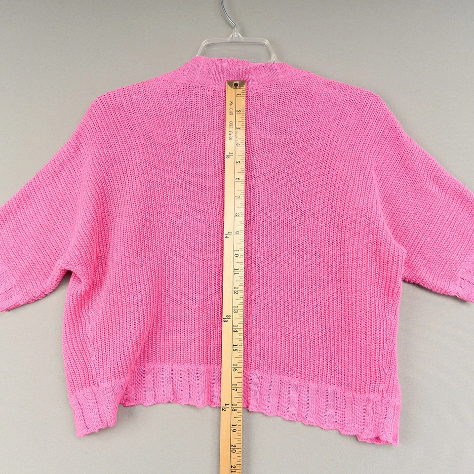 Suéter Lauren Ralph Lauren Mujer S/M Rosa Lino Algodón Encogerse de hombros Cárdigan Corto Foto 4 de 4