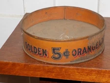 Vintage Golden Orangeade Metal Over Flow Dish for Syrup Dispenser