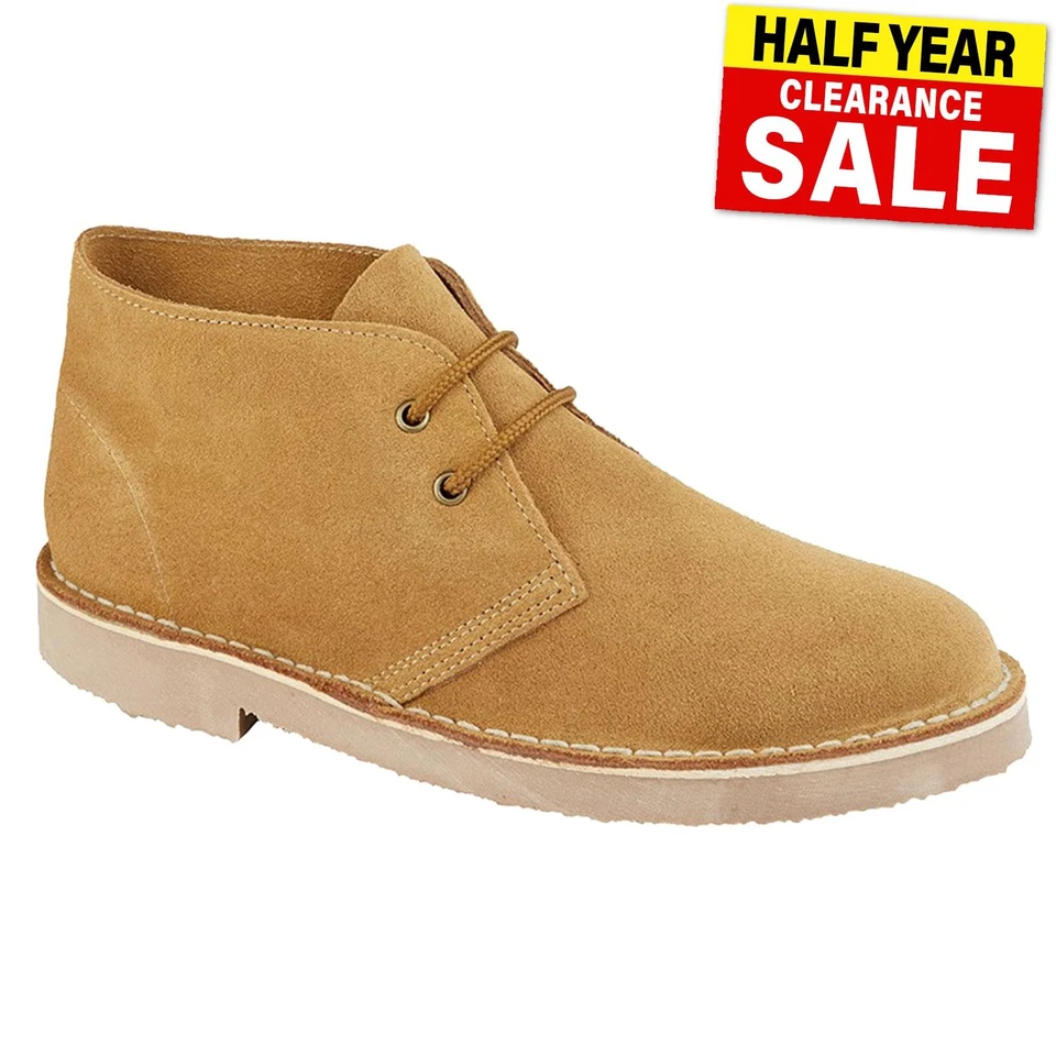 Roamers Clifton Junior Leather Dress Fashion Formal Desert Ankle Boots Tan
