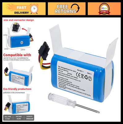 14.4V 3400mAh Rechargeable Replacement Battery for Robot Vacuum Cleaners