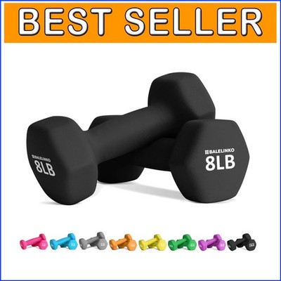 Hexagonal Neoprene Dumbbells Pair, 8lb - Perfect for Yoga & Strength Training=