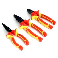 3Pc Pro Quality Electricians Vde Pliers Set Fully Insulated Grip Wire Cutters