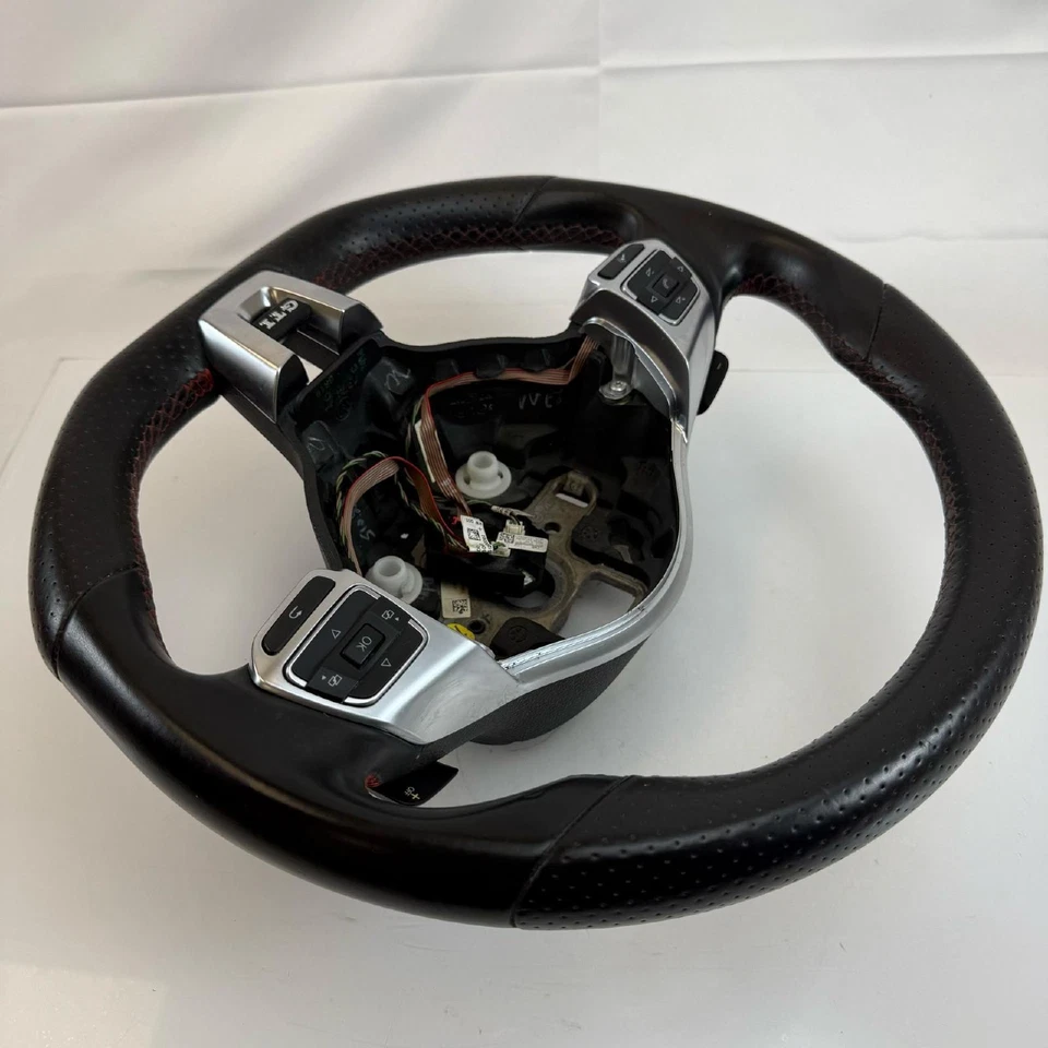 10-14 VW GTI MK6 Flat Bottom Steering Wheel w/ Paddles & Controls OEM - Image 3 of 4