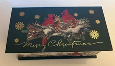 Punch Studio CHRISTMAS CARDINALS Decorative Music Box with scented Pine soap NEW
