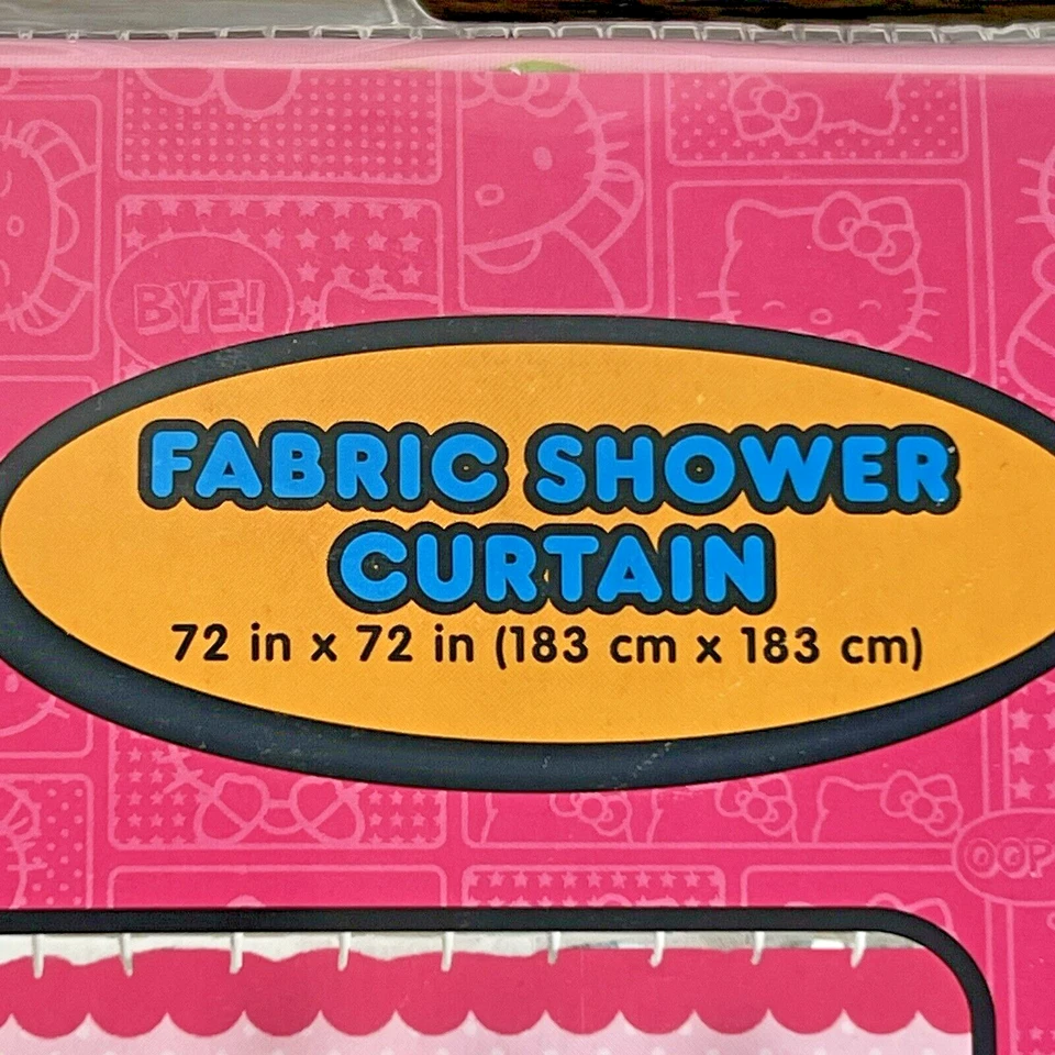 Sanrio Hello Kitty Fabric Shower Curtain HN010K New Pink 72"X72" - Image 3 of 4