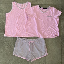3 Pc Carole Hochman Pink Pajama Set sz XXL Tank, T-shirt & Shorts GUC!