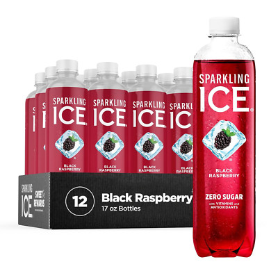 Sparkling Ice Black Raspberry Water, Zero Sugar, 17 Fl Oz, Pack of 12 Bottles
