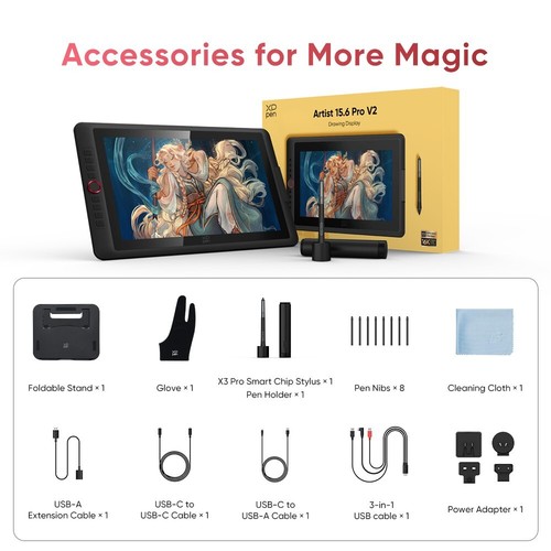 XPPen New Artist 15.6 Pro V2 Graphics Pen Tablet Monitor 15.4 inch Display - Picture 11 of 11