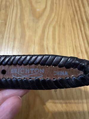 Brighton Belt Leather Braided Brown Woven Silvertone Buckle Sz 34 Women’s M20385 Brighton Belt Leather Braided Brown Woven Silvertone Buckle  main image 3