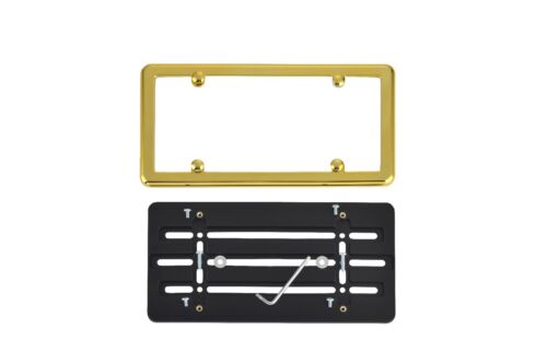 License Plate Bumper Mounting Holder Adapter Bracket + GOLD Frame for BENTLEY - Picture 1 of 6