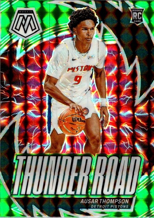 Ausar Thompson 2023-24 Mosaic Green Camo Thunder Road Rookie Card #16 - Pistons