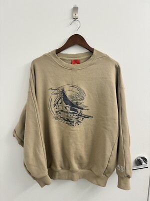 RARE Li-Ning Forbidden City Collection Pullove Crew Sweater Mens Beige Large