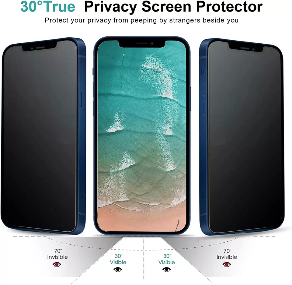 3 Pack for iPhone 17 16 15 14 13 Pro Max Privacy Tempered Glass Screen Protector - Image 3 of 4
